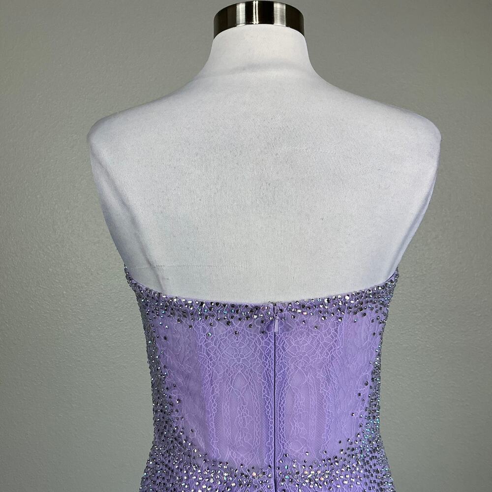 Jovani 5503 Beaded Lace Strapless Mermaid Evening Gown Lilac Purple Size 6 Dress - Picture 9 of 11